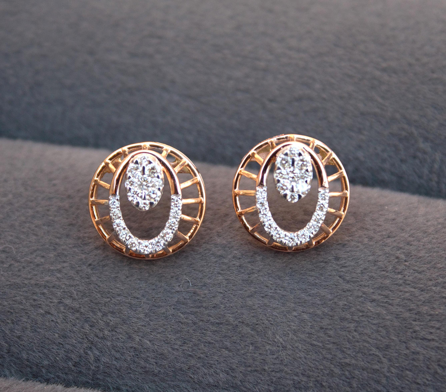 18K Rose Gold Natural Diamond Necklace and Earrings Set, Designer Vintage Gold Jewelry, VSSI Diamond Jewelry Set, Wedding Gift for Bride