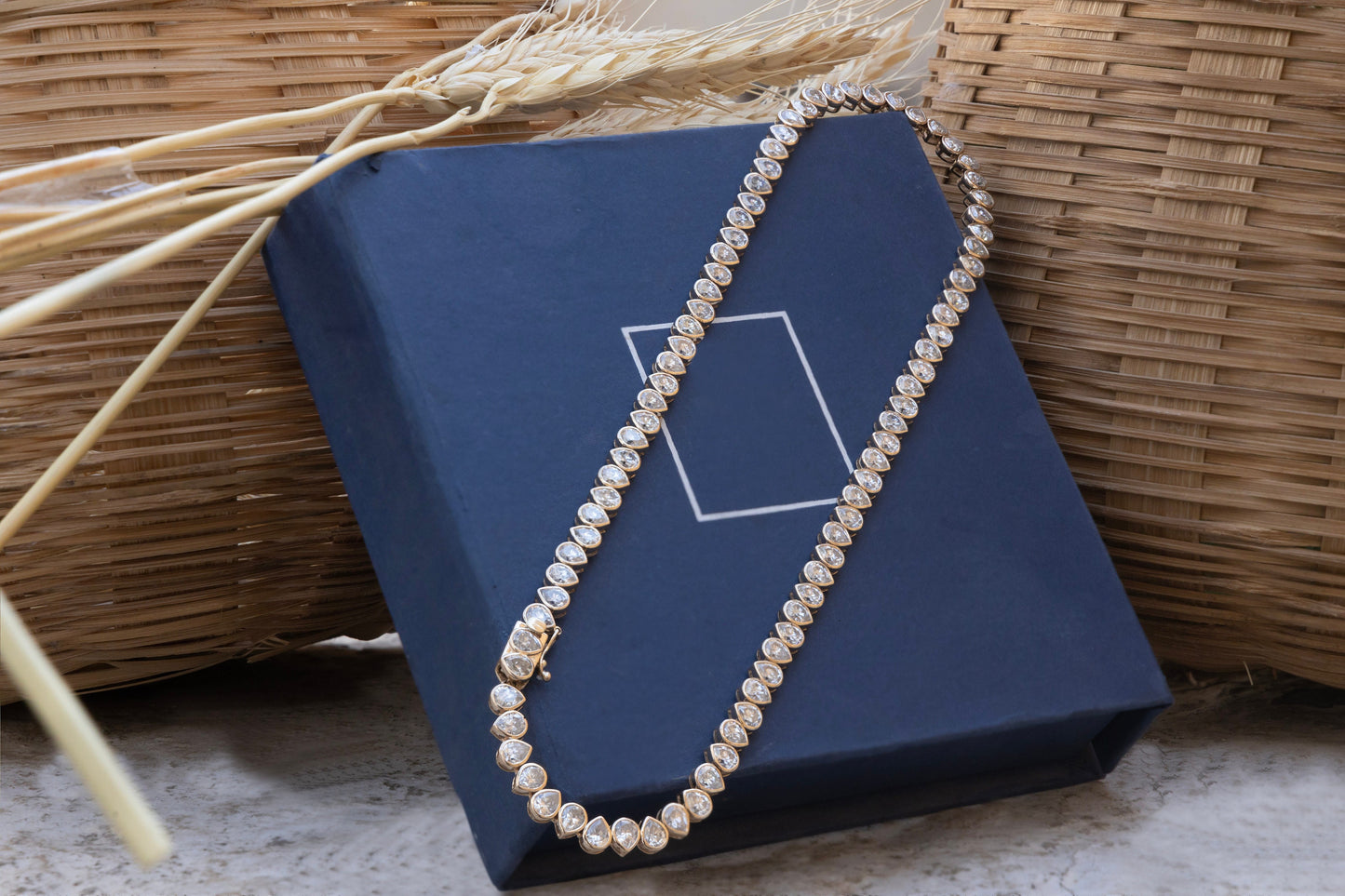 Diamond Tennis Choker Necklace, Wedding Choker Necklaces, Lab Grown Diamond Jewelry, EF Color VVS/VS Pear Lab Diamond Cvd/ Hpht Necklace