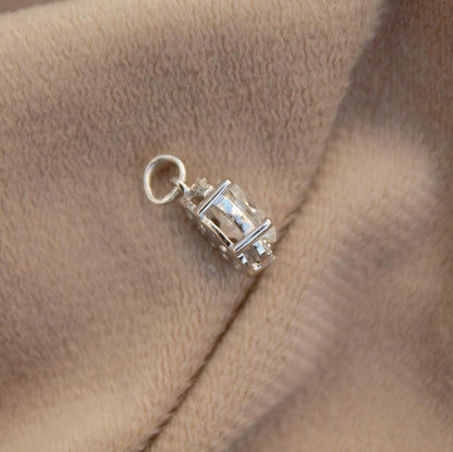 Oval Cut Moissanite Solitaire Pendant, Prong Set Minimalist Pendant, 925 Sterling Silver Dainty Jewelry for Her, Silver Charm Pendant Gift