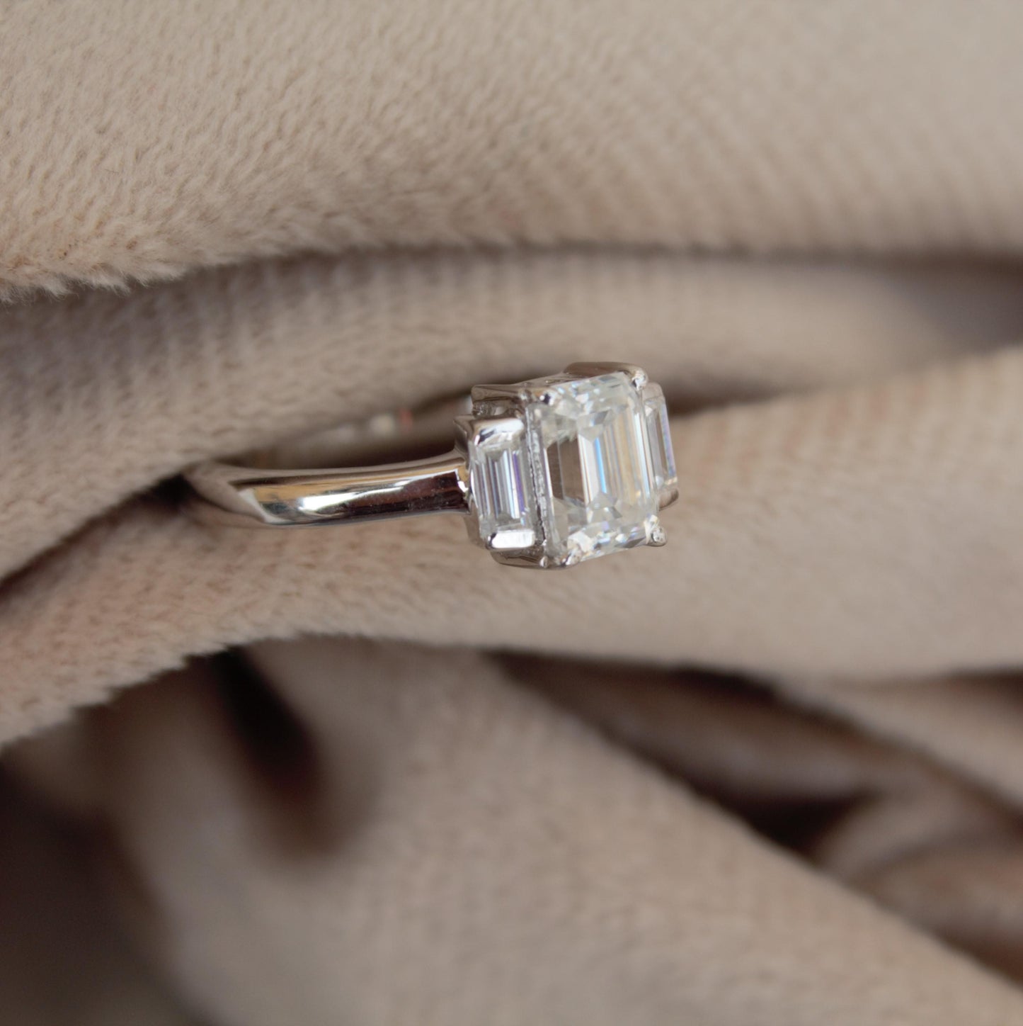 Emerald Cut Moissanite White Stone Ring, 925 Sterling Silver Statement Ring for Bride, Wedding/Engagement Silver Ring, Valentines Day Gift