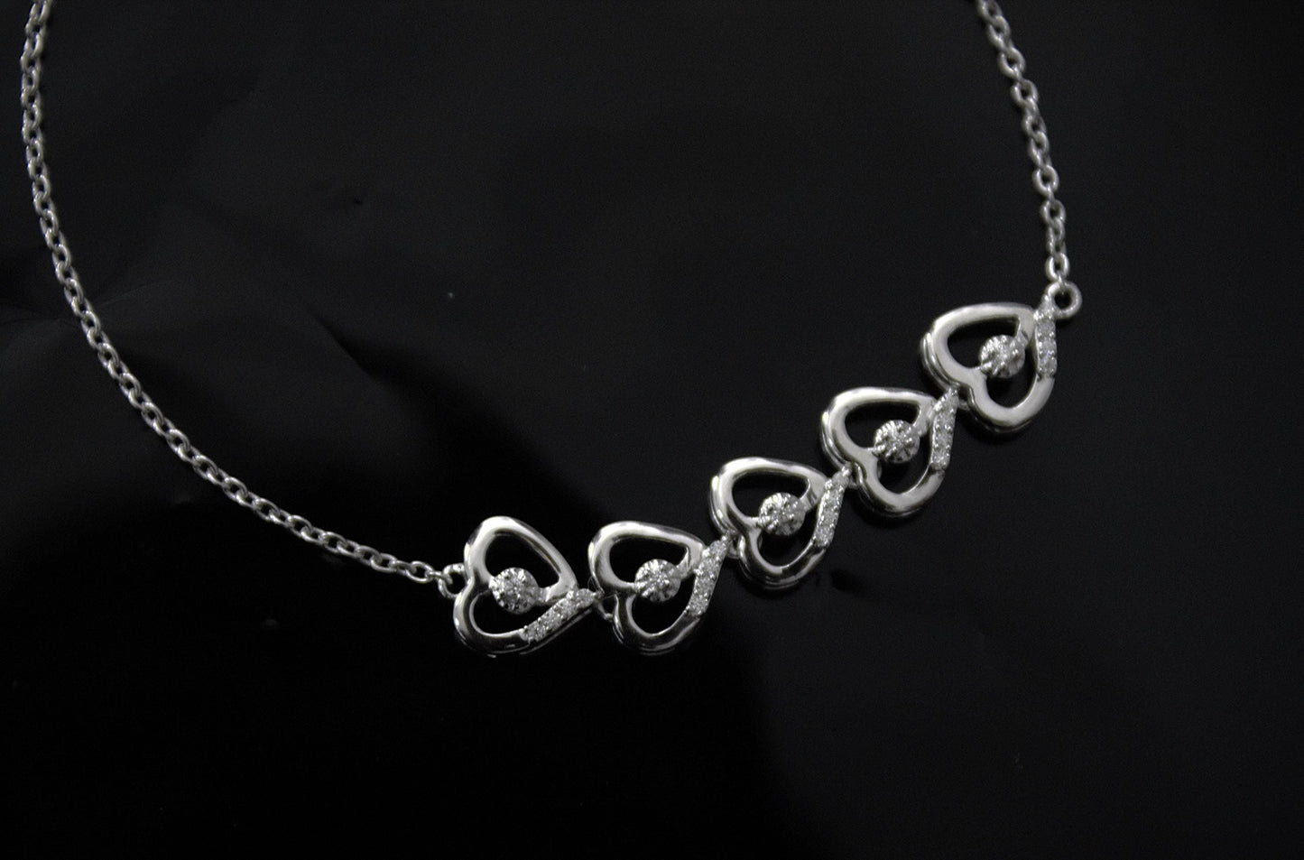 Heart Shape Moissanite Bracelet, 925 Sterling Silver Bracelet for Her, Link Chain Silver Heart Bracelet, Perfect Gift for Valentines Day