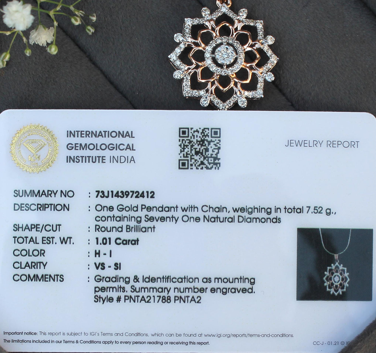 Natural Diamond Gold Jewelry For Anniversary Gift, 18K Real Gold Diamond Pendant Earring Set, IGI Certified Jewelry, Perfect Gift For Wife