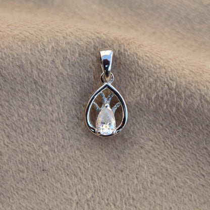 Minimalist Pear Cut Moissanite Pendant, 925 Sterling Silver Pendant for Her, Tiny Charm Pendant for Chain, Moissanite Jewelry, Birthday Gift