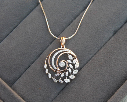 Rose Gold Necklace Earrings Set, Bridal Wedding Jewelry Set, 18k Solid Gold Necklace with Earrings, IGI Certified Natural Diamond Jewelry