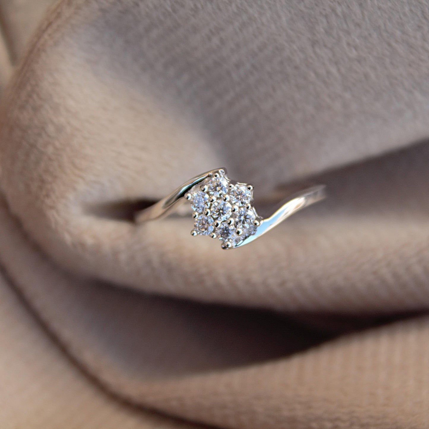 Round Cut Floral Wedding Ring, Colorless Moissanite Ring, 925 Sterling Silver Ring for Women, Statement Moissanite Jewelry, Propose Ring