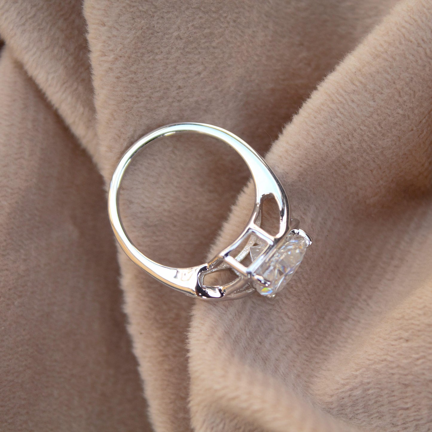 Solitaire Trillion Cut Moissanite Ring, Statement Silver Ring, 925 Sterling Silver Ring for Women, Wedding Bridal Ring, Promise Ring for Her