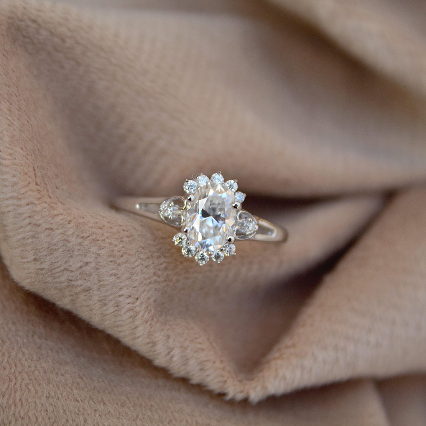 Cluster Moissanite Ring in 925 Sterling Silver, Statement Ring for Women, Solitaire Moissanite Silver Ring, Perfect Gift For Girlfriend