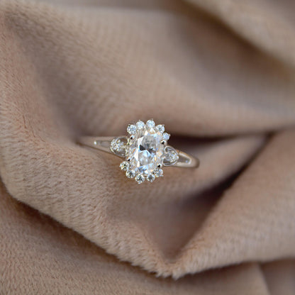 Cluster Moissanite Ring in 925 Sterling Silver, Statement Ring for Women, Solitaire Moissanite Silver Ring, Perfect Gift For Girlfriend