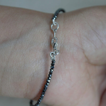 Beautiful Black Moissanite Necklace & Bracelet, 18k Solid Gold Necklace for Her, 16 inch Black Moissanite Necklace, Same Day Shipping