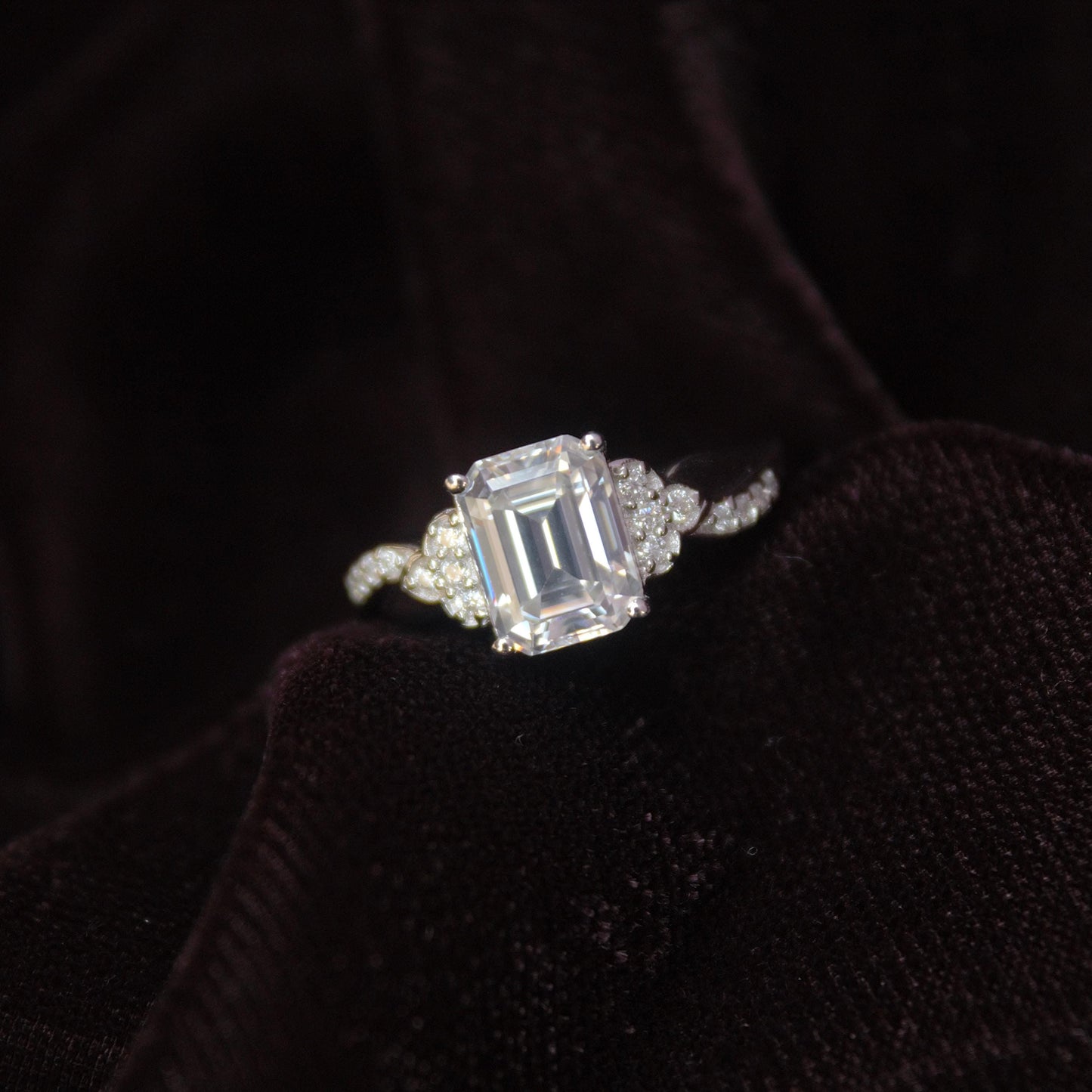 Moissanite Emerald Cut Elegant Ring, Minimalist Silver Ring, 925 Sterling Silver Ring, Anniversary Ring, Solitaire Prong Set Ring for Wife