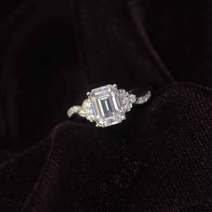Moissanite Emerald Cut Elegant Ring, Minimalist Silver Ring, 925 Sterling Silver Ring, Anniversary Ring, Solitaire Prong Set Ring for Wife
