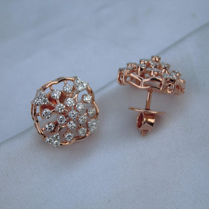 GH Color VS-SI Clarity Natural Diamonds, Beautiful Natural Diamond Necklace Earring Set, 18k Rose Gold Jewelry Set With igi Certificate