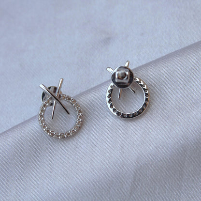 Minimalist Real Diamond Necklace Earring Set, 18k White Gold Jewelry Set, Gold Chain Pendant with Stud Earrings, Perfect Engagement Jewelry