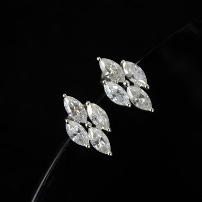 925 Sterling Silver Stud Earrings, Marquise Cut Stud Earrings, Moissanite Dainty Earrings, Silver Minimalist Jewelry, Ready To Ship Jewelry
