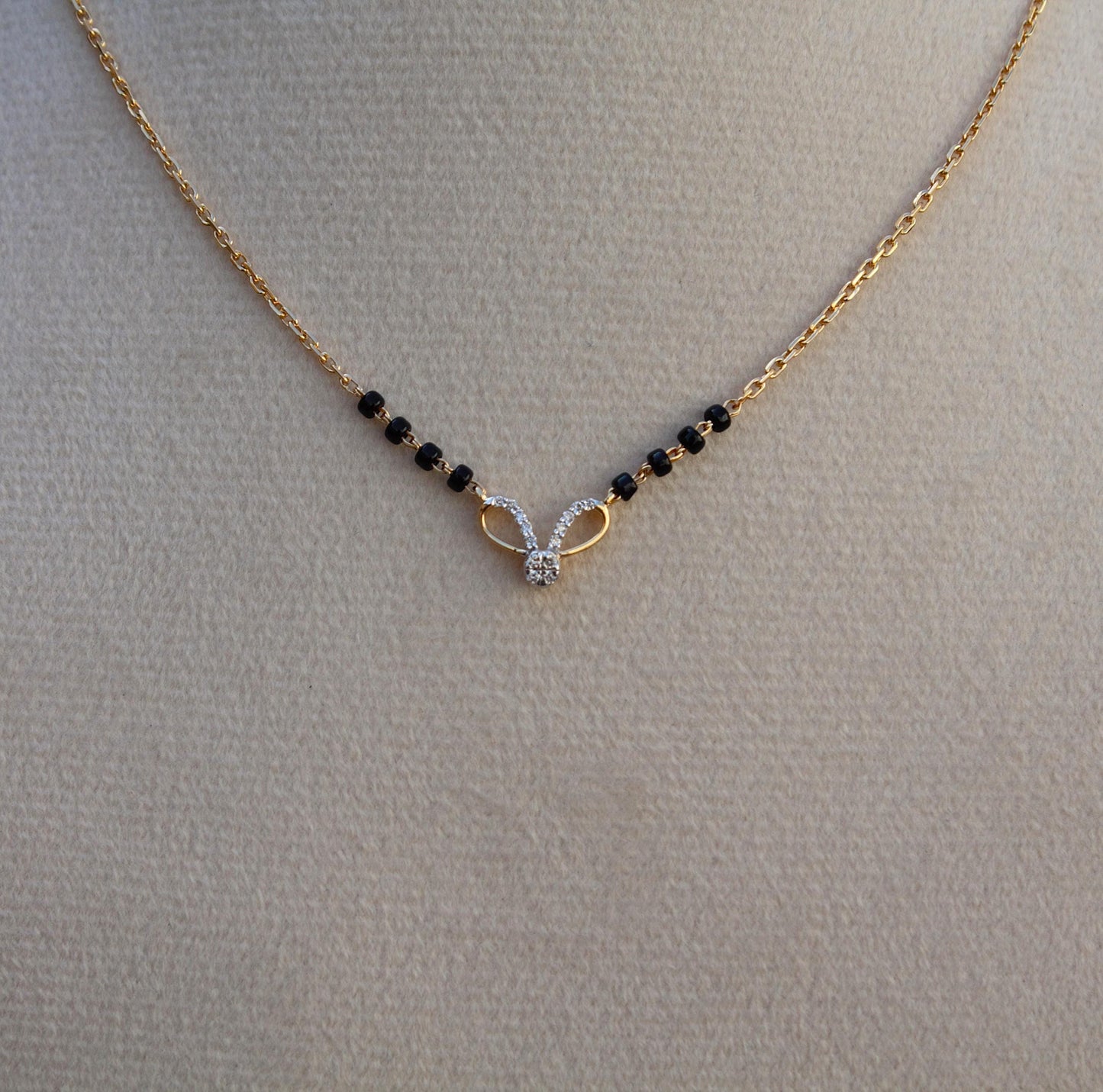 14K Solid Gold Mangalsutra, 0.07 Carat Natural Diamond Mangalsutra For Wedding, Designer Lightweight Diamond Mangalsutra, Minimalist Jewelry