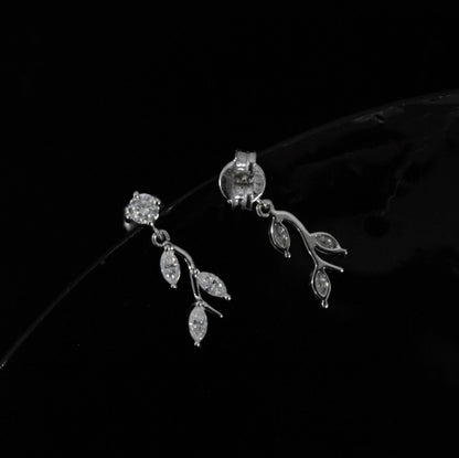 Moissanite Stud Dangle Earrings for Women, 925 Sterling Silver Earrings, Round and Marquise Stone Earrings, Colorless Moissanite Jewelry