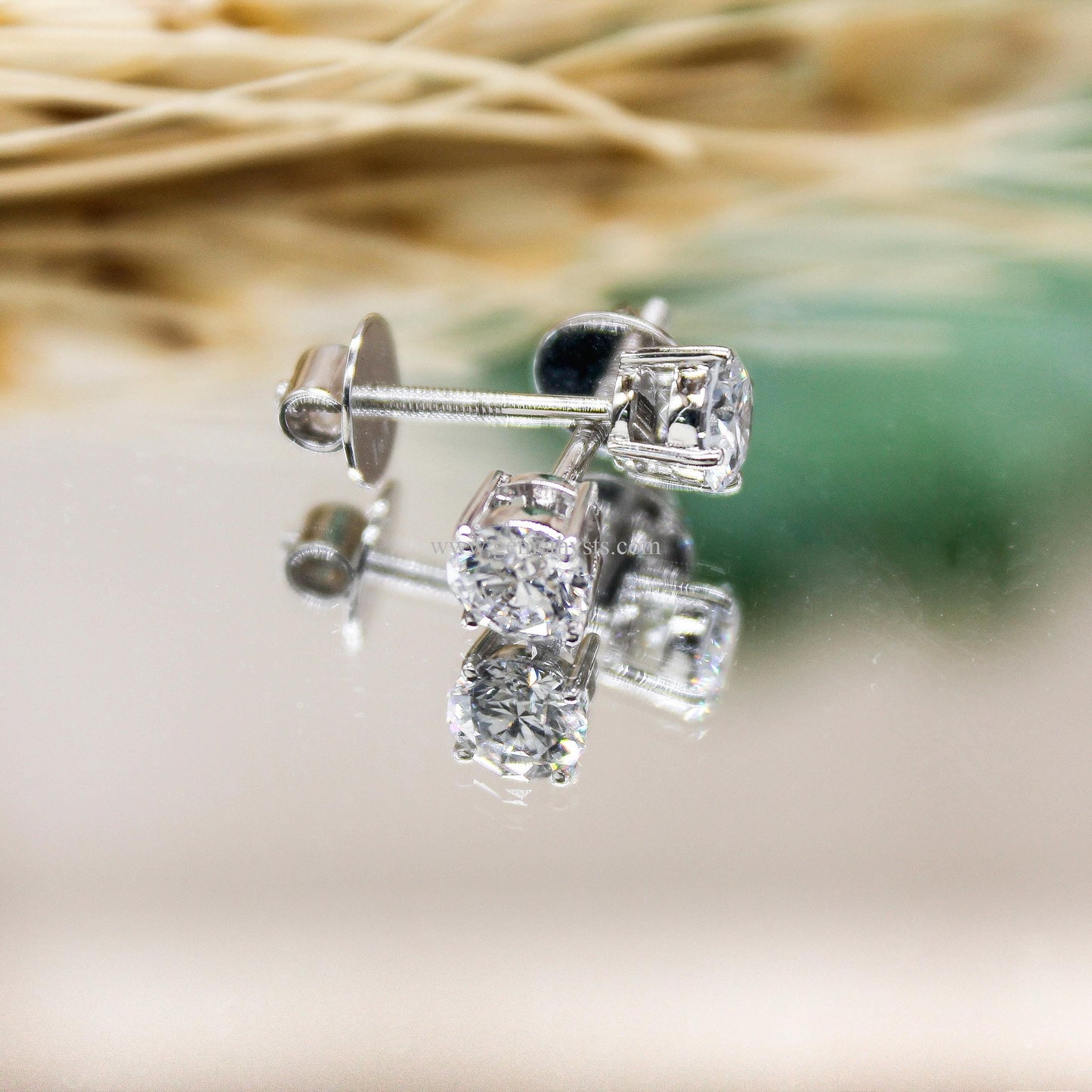 Diamond Stud Earrings, 14K Gold Minimalist Earrings, Lab Grown Diamond Round Earrings, Solid Gold Dainty Stud Earrings, Gift for Her