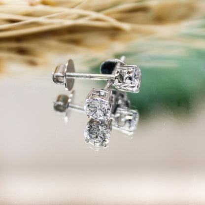 Diamond Stud Earrings, 14K Gold Minimalist Earrings, Lab Grown Diamond Round Earrings, Solid Gold Dainty Stud Earrings, Gift for Her