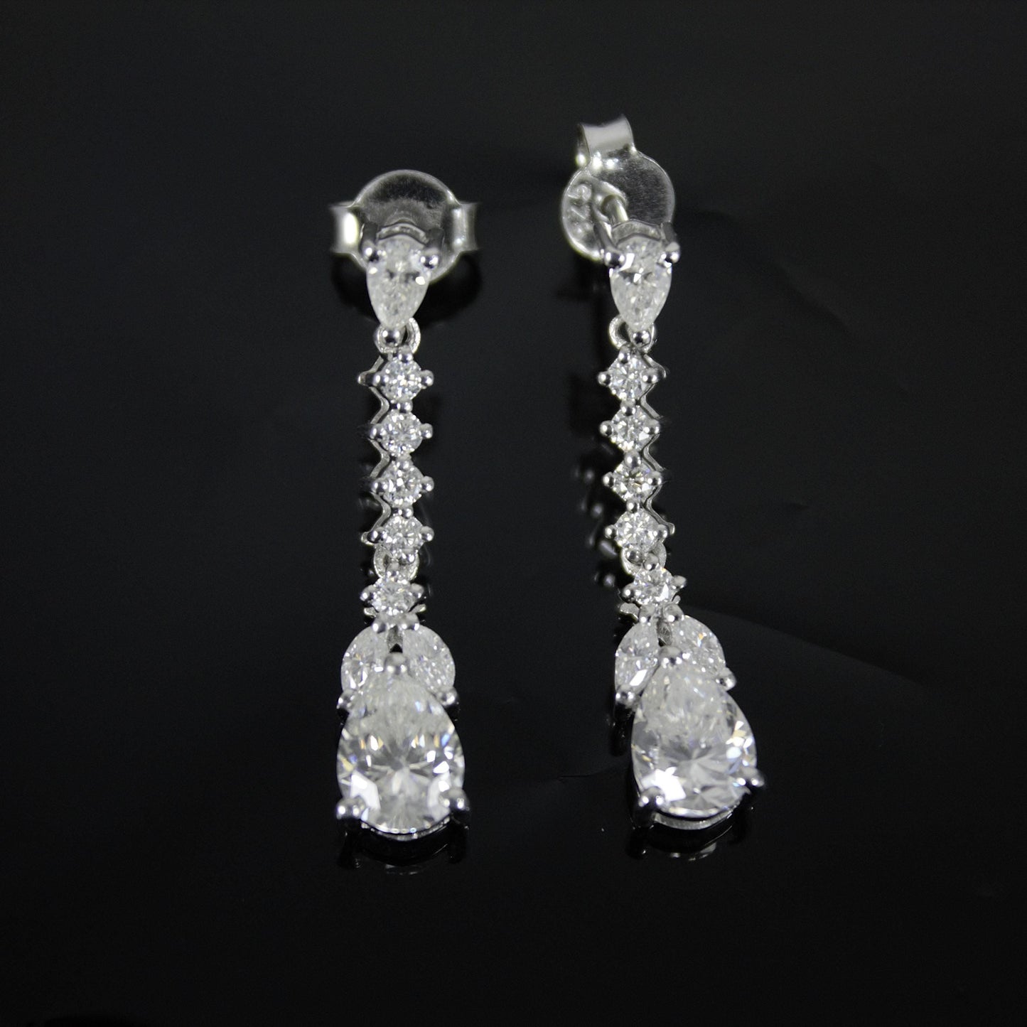 Drop and Dangle Moissanite Silver Earrings, 925 Sterling Silver Long Dangle Earrings for Women, Moissanite Jewelry, Propose Gift for Her