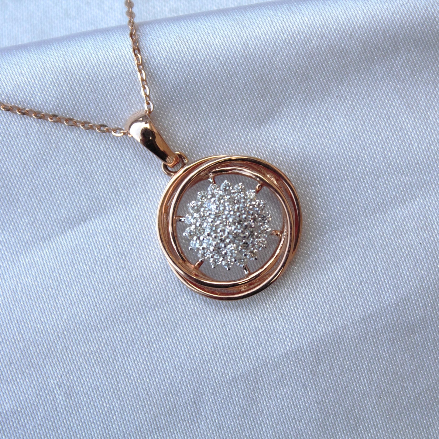 Solitaire Rose Gold Diamond Pendant Earrings Set, 18k Rose Gold Jewelry Set, Real Diamonds Jewelry, IGI Certified, Perfect Anniversary Gift