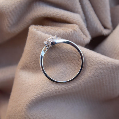 Round Cut Floral Wedding Ring, Colorless Moissanite Ring, 925 Sterling Silver Ring for Women, Statement Moissanite Jewelry, Propose Ring