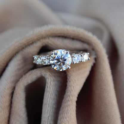 Round Cut Moissanite Ring in 925 Sterling Silver, Solitaire Silver Ring, Stackable Propose Ring, Engagement Gift for Bride, Statement Ring