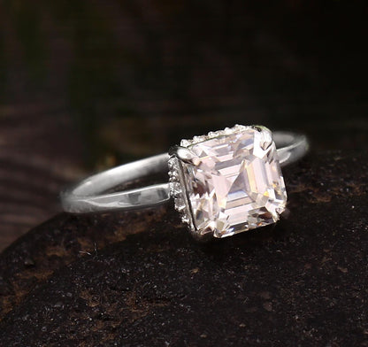 Lab Grown Diamond Gold Ring, IGI Certified Jewelry, Asscher Cut Ring, 10K/14K/18K Solid Gold Ring Available in Yellow, White and Rose Gold