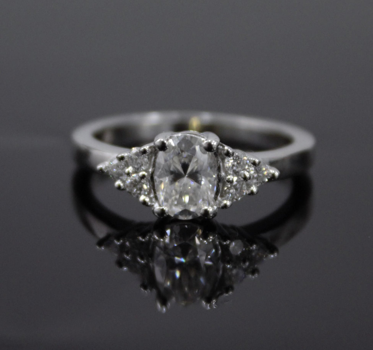 Solitaire Oval Moissanite Ring in 925 Sterling Silver, Dainty Silver Ring, Handmade Ring for Women, Classic Silver Ring for Anniversary Gift