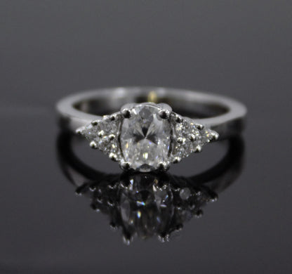 Solitaire Oval Moissanite Ring in 925 Sterling Silver, Dainty Silver Ring, Handmade Ring for Women, Classic Silver Ring for Anniversary Gift