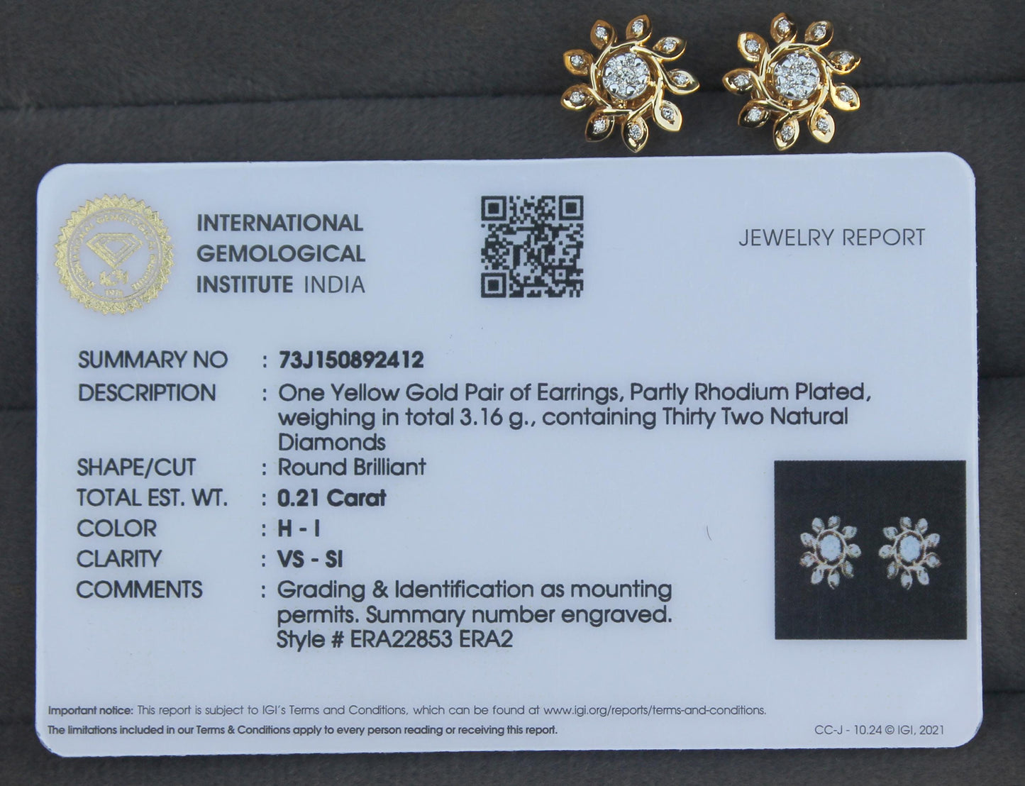 18K Solid Yellow Gold Real Diamond Jewelry Set, IGI Certified Diamond Necklace and Earrings, Floral Design Jewelry for Women, Ready to Ship