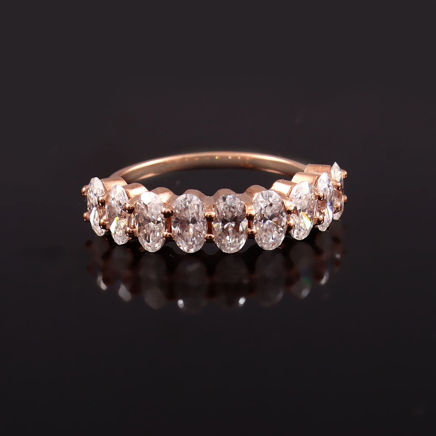 Lab Diamond Ring, Half Eternity Band, Solitaire Diamond Ring, Gold Band For Women, VVS Clarity Diamond Jewelry, Wedding Eternity Gold Band