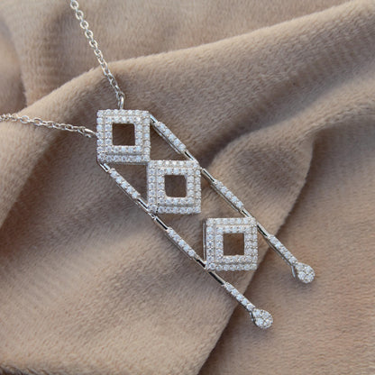 Designer Moissanite Pendant With Chain, 925 Sterling Silver Moissanite Chain Necklace, Elegant Beautiful Anniversary Gift For Special One