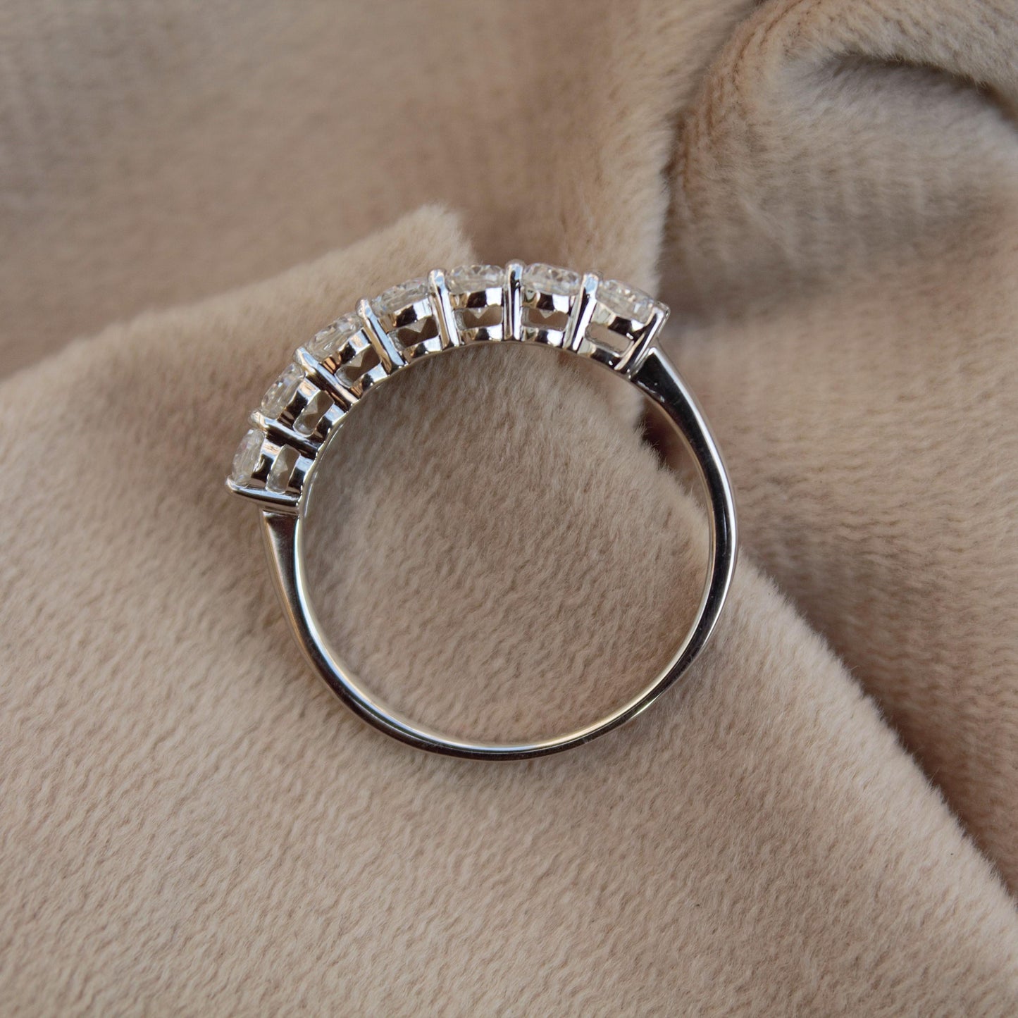 Silver Half Eternity Ring Band with Moissanite, 925 Sterling Silver Ring, Wedding Eternity Band, Oval Cut Moissanite Band for Men and Women