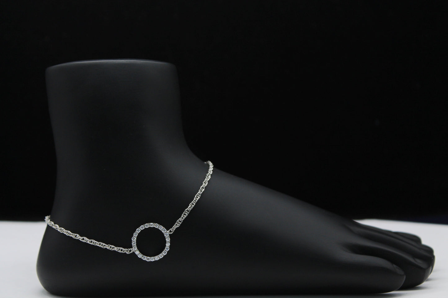 Adjustable Chain Anklet, Moissanite Circle Anklet, Dainty Foot Jewelry, Minimalist Anklet, Statement 925Silver Jewelry, Perfect Gift for Her