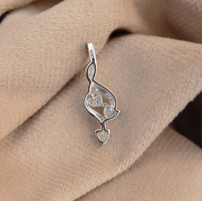 Solid 925 Sterling Silver Dainty Moissanite Pendant for Chain, Heart Cut Moissanite Jewelry, Three Stone Pendant, Engagement Gift for Bride