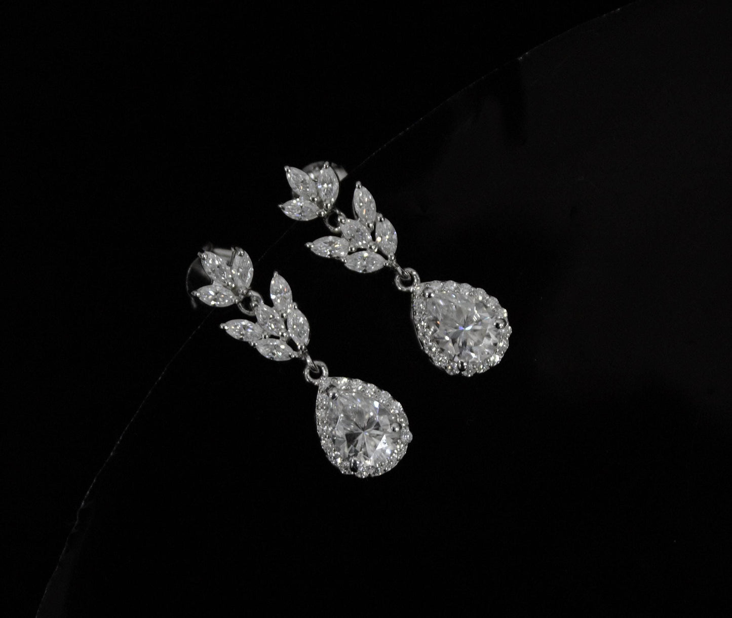 Colorless Moissanite Drop Earrings, 925 Sterling Silver Push Back Earrings, Earrings for Bride, Silver Wedding Jewelry, Perfect Gift for Her