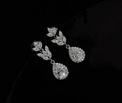 Colorless Moissanite Drop Earrings, 925 Sterling Silver Push Back Earrings, Earrings for Bride, Silver Wedding Jewelry, Perfect Gift for Her