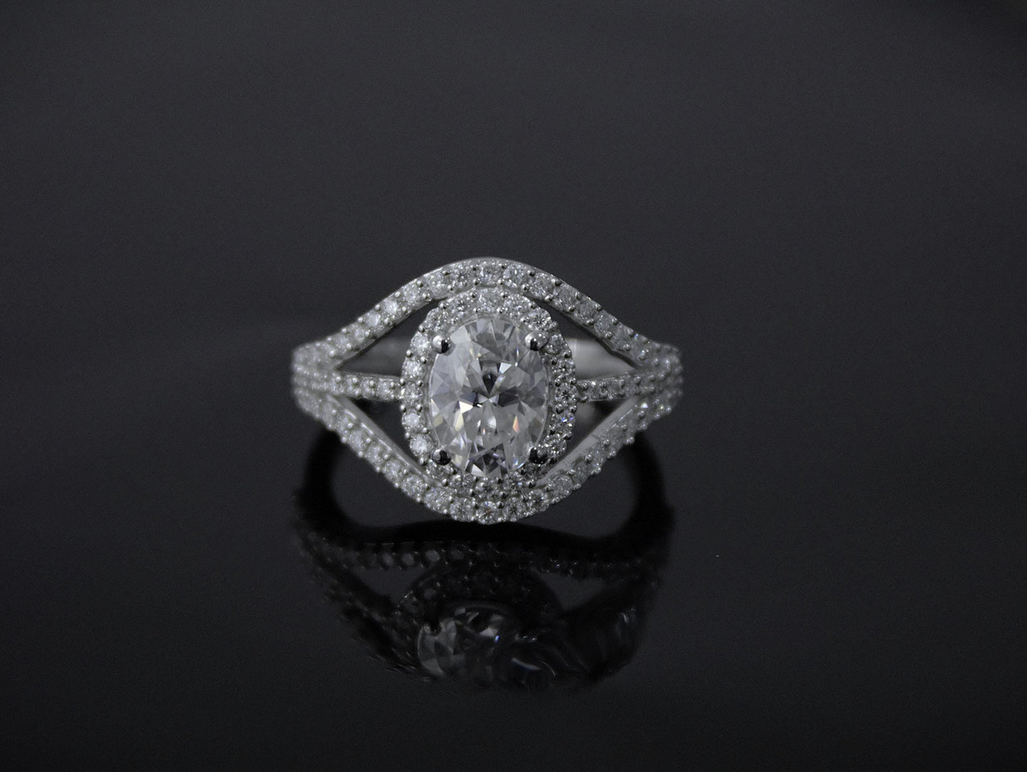 Designer Moissanite Silver Ring, 925 Sterling Silver Statement Ring for Women, Oval Cut Stone Ring, Engagement Ring for Women, Wedding Gift