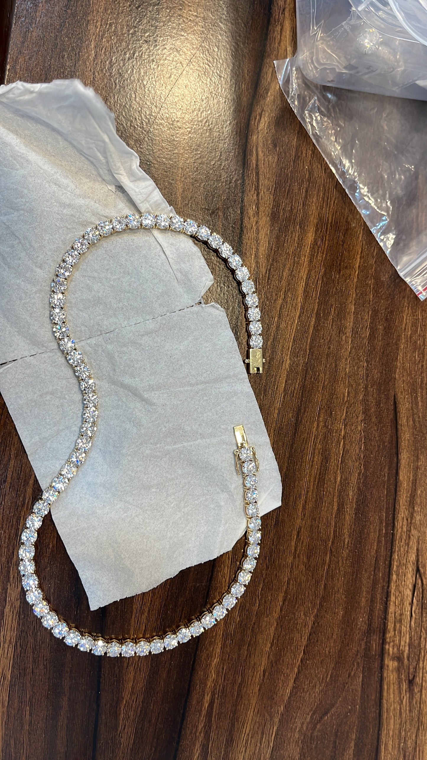 Solid Gold Moissanite Tennis Necklace, Elegant Necklace, Iced Out Necklace, Infinity Chain Necklace, Miami Necklace, 6 MM Moissanite Jewelry