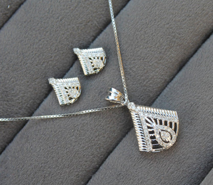 Beautiful Bridal Gold Jewelry Set, Real Diamond Dainty Necklace and Earring Set, Designer Statement 18K Gold Certified Jewelry for Women