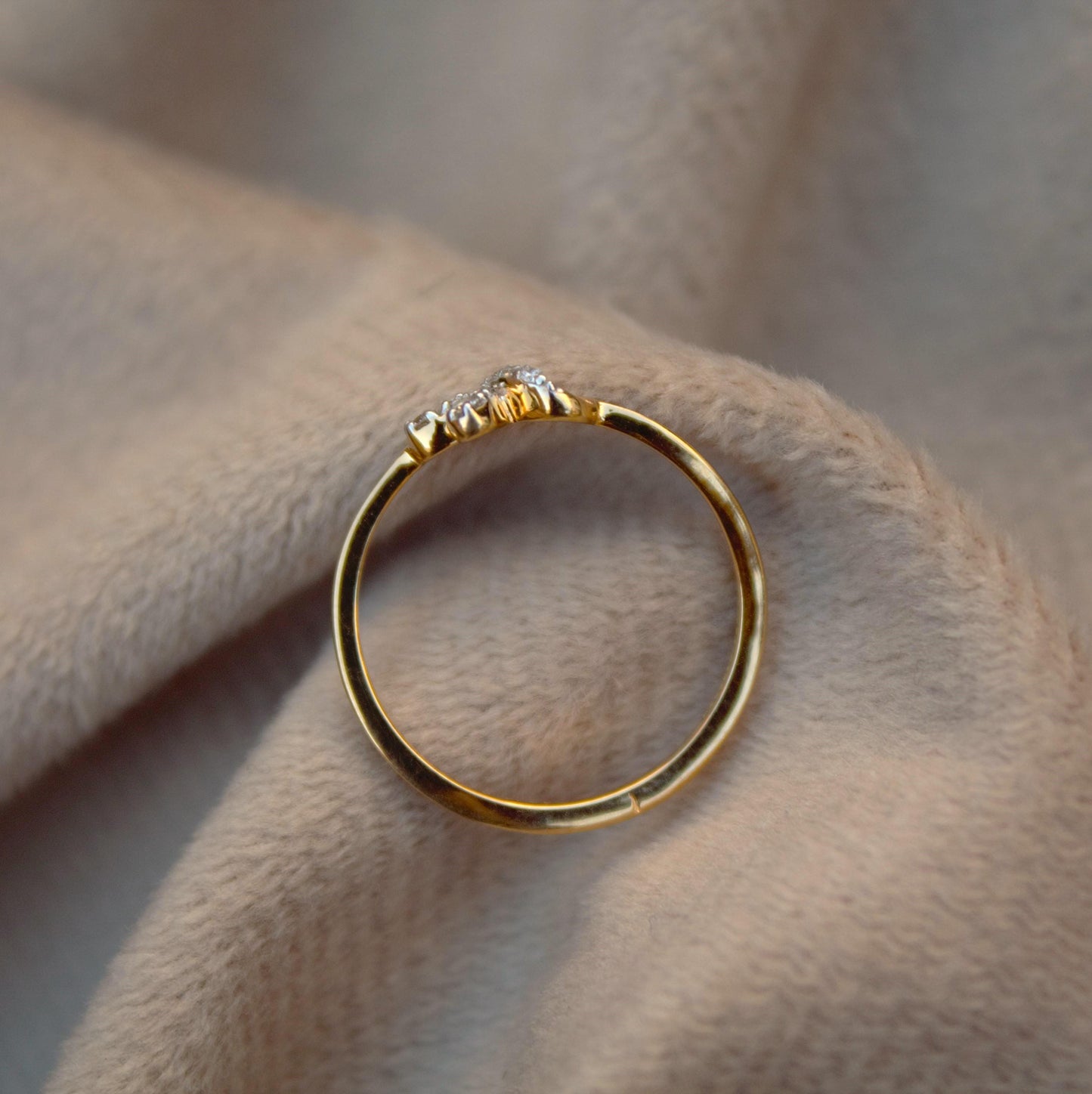 Dainty Natural Diamond Ring With Solid Gold, 18K Gold Jewelry, IGI Certified Diamond Jewelry, Minimalist Gold Wedding Gift for Women