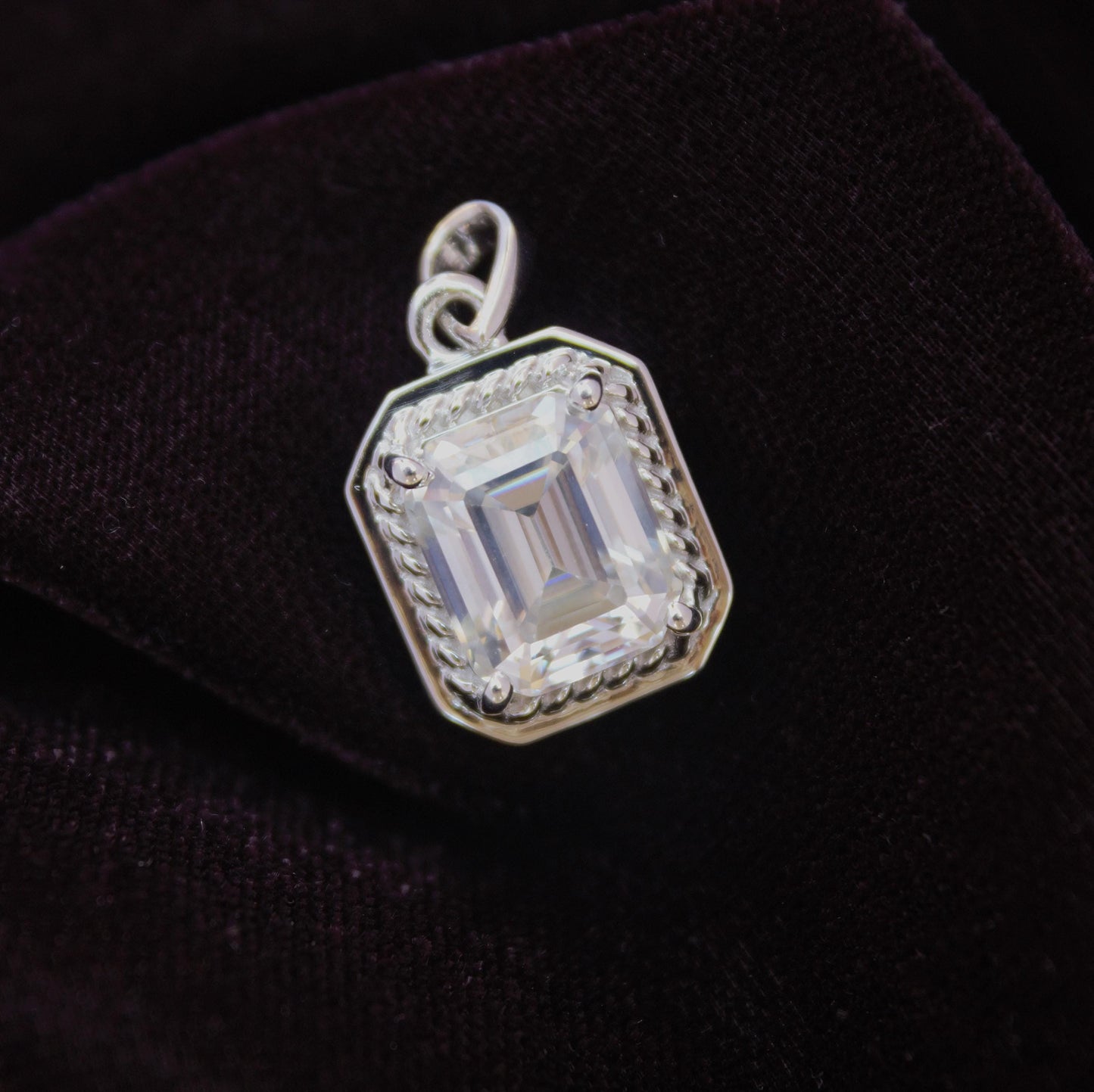 Emerald Cut Bezel and Prong Set Moissanite Pendant, 925 Sterling Silver Solitaire Pendant, Statement Pendant for Men, Perfect Gift for Him