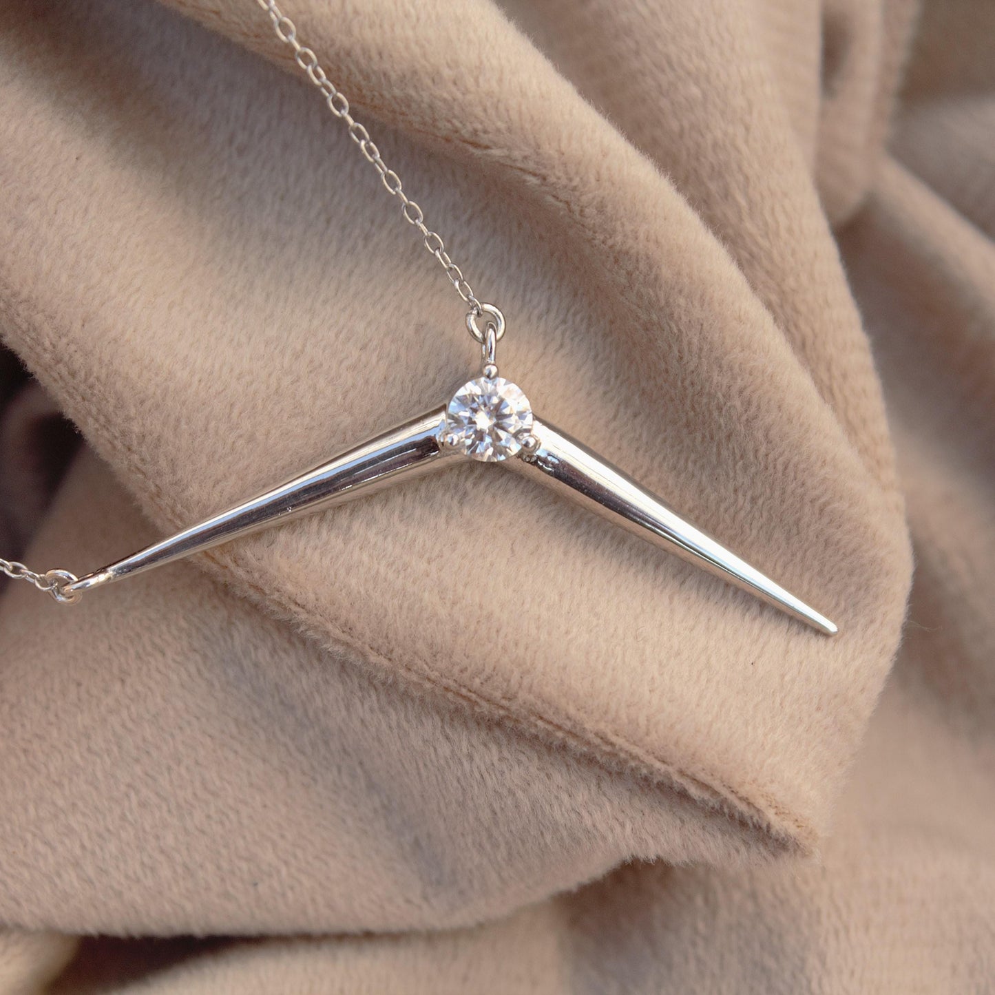 Moissanite Single Stone Necklace, Delicate Moissanite Necklace With 925 Stamped, Lightweight Silver Necklace Birthday Gift for Daughter