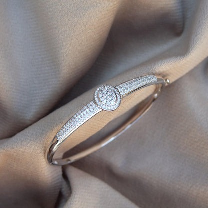 Cuff Moissanite Delicate Bracelet, Moissanite Silver Jewelry With 925 Stamped, Melee Round Women Bangle Bracelet For Anniversary Gift