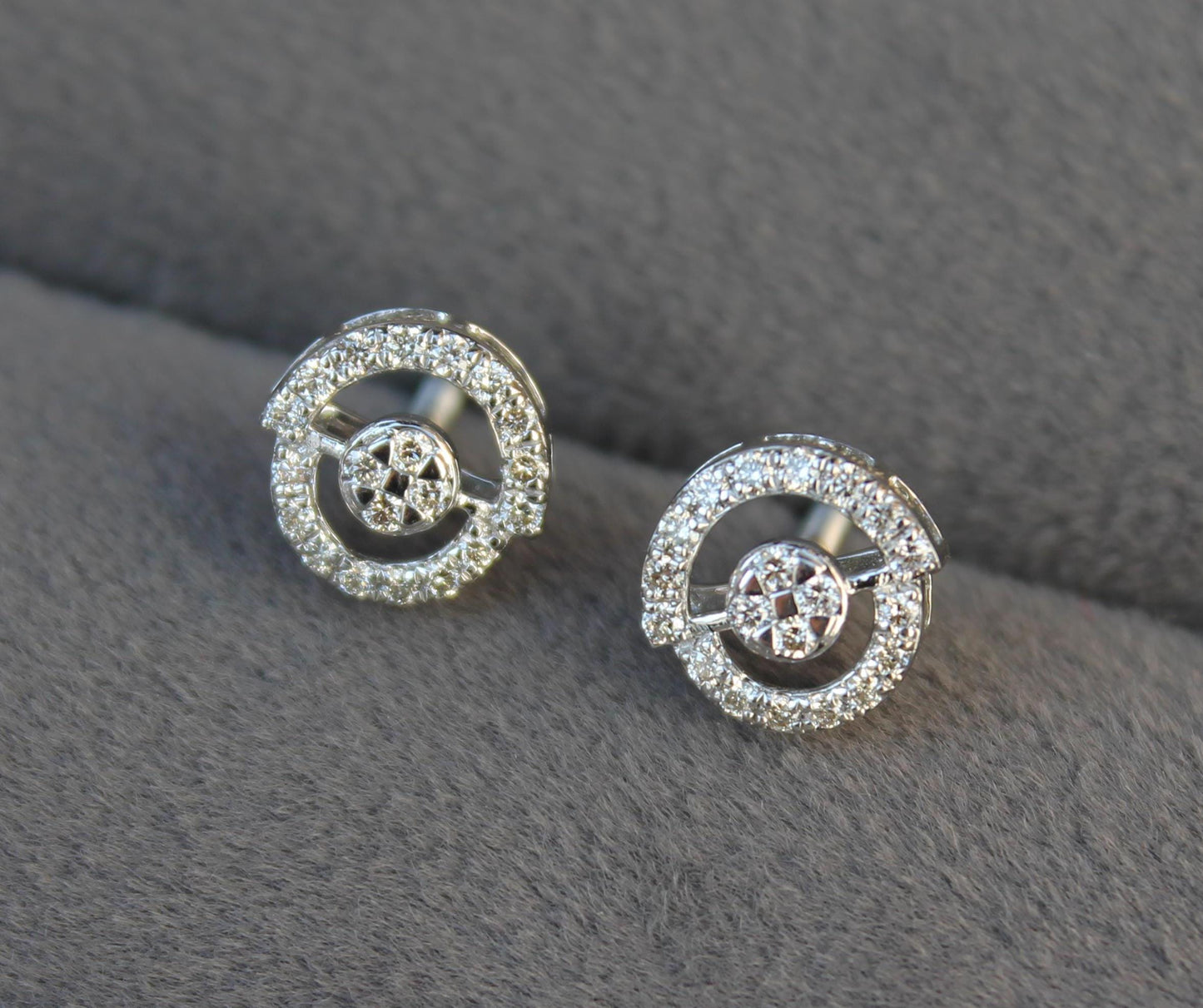 Minimalist Pendant with Chain and Studs, Dainty Real Gold Diamond Necklace & Earrings, 18k Solid White Gold Necklace Earring Combo Set