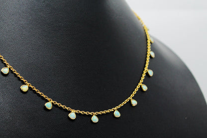 Opal Heart Necklace, Dainty Opal Jewelry, October Birthstone Necklace, 925 Sterling Silver Necklace for Women, Minimalist Necklace For Gift