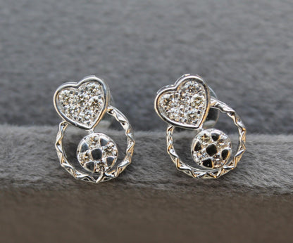 White Gold Diamond Earrings Necklace Set, 18K Gold Diamond Jewelry, IGI Certified Jewelry, Heart Shape Jewelry Perfect For Valentines Gift