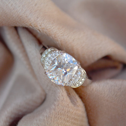 Unique Style Moissanite Elongated Cushion Ring, Designer Cushion Cut Ring, Bridal Ring, Colorless Moissanite Proposal Ring, Jewelry Gift