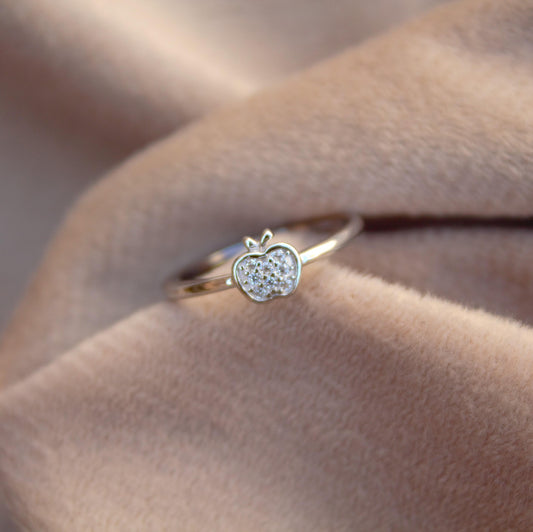 Dainty Apple Stacking Ring, Silver Minimalist Ring, Delicate Ring for Her, Apple Shape Ring, Wholesale Silver Jewelry, Gift for Daughter