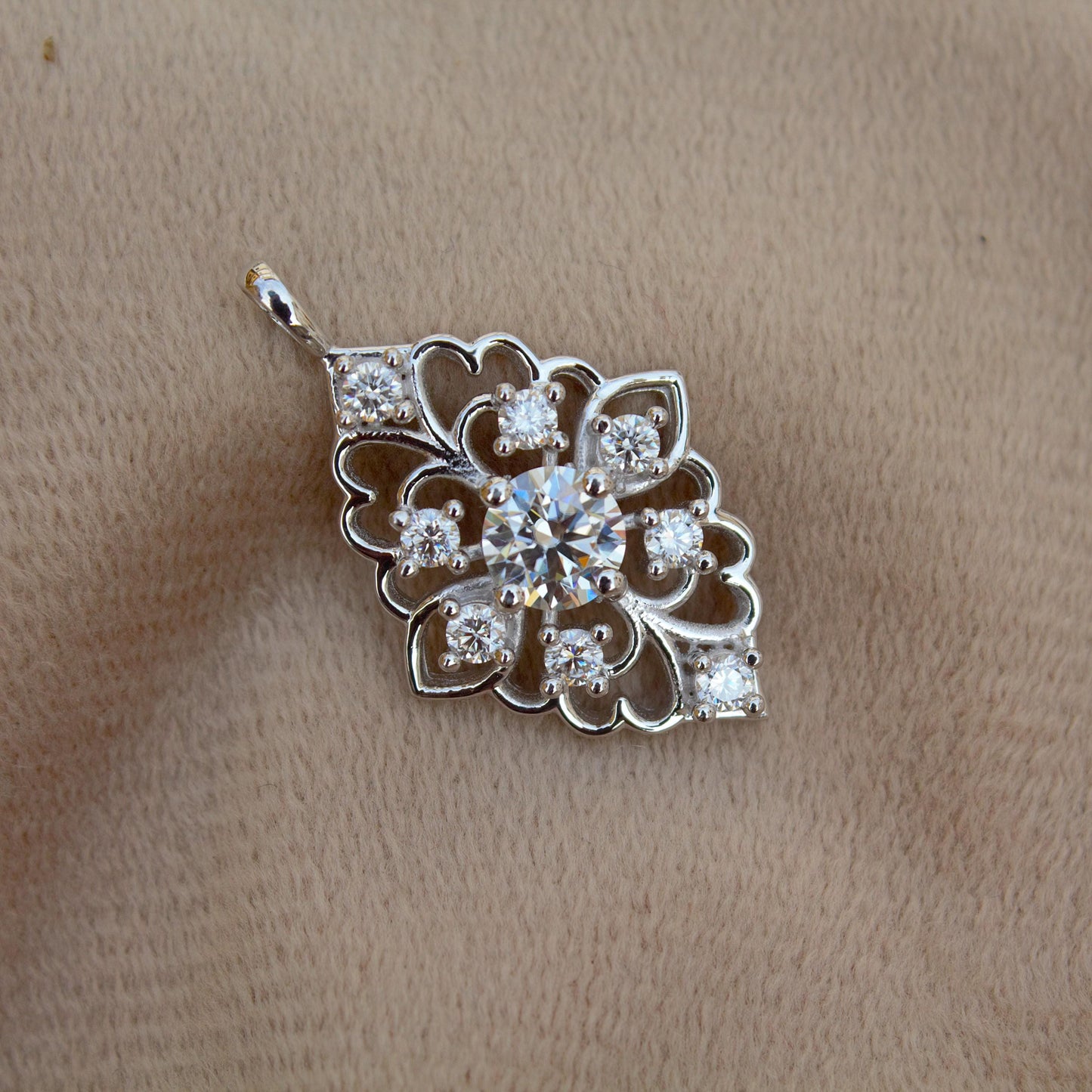 Moissanite 925 Sterling Silver Designer Pendant, Moissanite Jewelry For Her, Minimalist Charm Pendant, Tiny Pendant, Wedding Gift for Bride